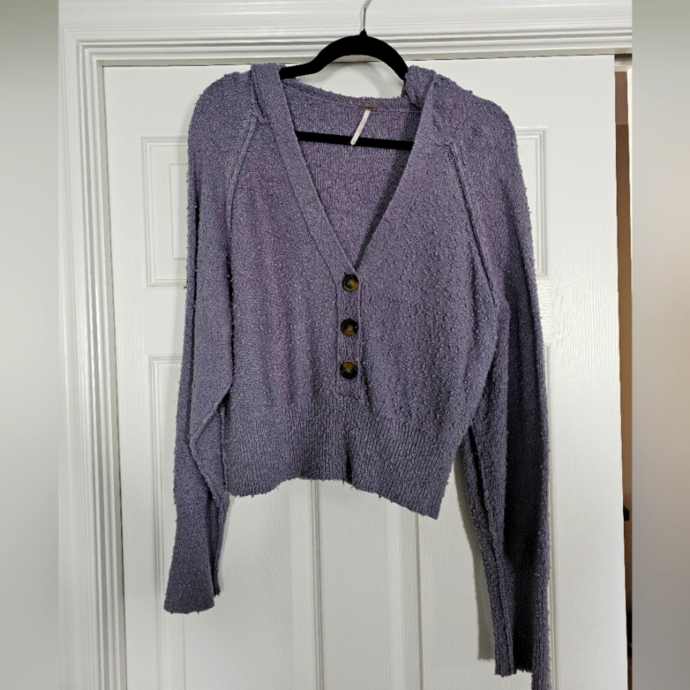 Free People cropped hooded cardigan